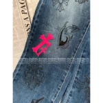 CHROME HEARTS SS25 Early Fall Collection 💗 Painted Print Cross Logo High-Waisted Flared Jeans for Women - Image 6