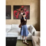miumiu 2025SS Spring/Summer Collection 🤎 "Good Girl Nerd Core Set" - Maillard Tone Coordinated Knit & Pleated Skirt - Image 2