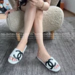 Chanel 2025A Black & White Contrast Slides 🐼 Oversized Logo Slip-On Sandals - Vintage Compagnie Style - Image 15