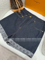 Louis Vuitton 25SS Spring/Summer Collection 🆕 Heavy Enzyme Wash Denim Set - Four-Leaf Clover Print Logo Shirt & High-Waist Shorts - Image 10