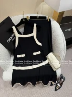 Chanel 25S Early Spring Collection 🔍 Terry Fabric Set - Black & White Color-Block Logo Pocket Vest & Maxi Skirt - Image 20