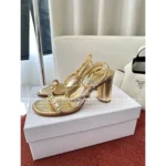 Dior 2025 Spring/Summer Runway Collection ⭐️ Single-Strap Heeled Sandals - Crystal Logo & Lambskin Lining - Image 5