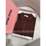 miumiu 25SS Spring/Summer Collection 🤎 Maillard Color Scheme - Openwork Jacquard Cotton Knit Cardigan w/ Letter Logo - Image 15
