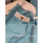 Chanel 25S Spring/Summer Collection 🩵 Color-Block Knit Set - Crystal Brooch Wool Coordination (Haute Minimalism) - Image 16