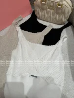 miumiu 2025SS Spring/Summer Collection 🤍 Ribbed Knit Camisole - Low Neck Crochet Strap & Letter Logo - Image 10