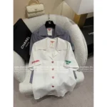 Chanel Vintage Retro Collection 🌈 Rainbow Letter Logo Shirt - Beaded Embroidery & Heart Button Detail - Image 20