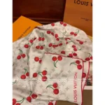 Louis Vuitton 2025 Spring/Summer Collection 🍒 Ouyang Nana x Collab Cherry Print Series - 100% Mulberry Silk Scarf / Bandeau / Shawl - Image 5