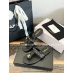Chanel Vintage Style - Unique Design! ❗ 2025 Spring/Summer Must-Have Series - Metal Chain ⛓️ Logo Sandals / Women's Slides - Image 3