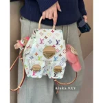Louis Vuitton 2025 Spring/Summer Collection 🌈 Murakami Collaboration - Classic Four-Leaf Clover Logo Tricolor White Mini Backpack (Self-Kept Edition · Highly Sought-After)