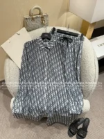 Dior 2025SS Spring/Summer Collection 🆕 Jacquard Logo Sheer Shirt Set - Notch Collar Sun Protection Top & Relaxed Pants - Image 5