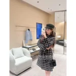 Chanel  25B Fall/Winter Plaid Tweed Series 🖤 Fringe Detail Wool Blend Coat + Cropped Blazer + Midi Skirt Set - Image 3