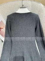 SELF-PORTRAIT 2025 FW Grey Blend Wool Knit Dress 🩶 Notch Collar "Rich Girl Style" Pullover Midi Dress - Image 3