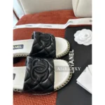 Chanel 2025SS Spring/Summer Collection 🖤 Embroidered Logo Platform Slides - Quilted Block Heel & Genuine Lambskin - Image 24
