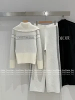 Dior 2025 Spring/Summer Collection ⭐️ Celebrity-Inspired Set - Reversible Jacquard Knit Blazer & Wide-Leg Pants (Wool/Cashmere Blend) - Image 18