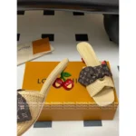 Louis Vuitton 25SS Spring/Summer Cherry Collection 🍒 Design-Forward Kitten Heel Sandals - Raffia Woven Uppers & Cherry Stem Heels - Image 17