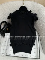 Chanel 25A Summer Collection 🖤 Pleated Ruffle Sleeveless Top - Brooch Logo & Minimalist Elegance - Image 8