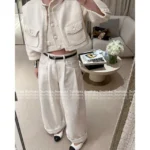 Chanel 2025A Early Spring Collection 🌸 Runway Chunky Knit Cardigan - Cropped Cream Cable Knit w/ Pockets - Image 6