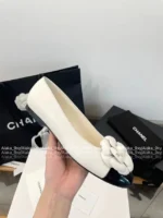 Chanel 2025S New Collection 🌺 Leather Camellia Flats - 3D Floral Logo & Round-Toe Ballet Shoes - Image 13