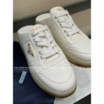 Prada Lazy Girl’s Favorite! 2025S New △ Triangle Logo Genuine Leather / Metallic Accent Lace-Up Mules for Women - Image 17