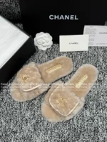 Chanel 25B Fall/Winter Collection 🐑 Backpack Buckle Slides - Shearling Loafers with Metal Logo - Image 11
