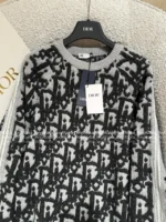 Dior 2025 Fall/Winter Collection 🆕 Jiangzhehu "Rich Girl" Private Style - Heavy 3D Embossed Zip-Up Off-Shoulder Sweater - Image 17