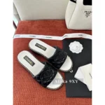 Chanel 2025SS Spring/Summer Collection 🖤 Embroidered Logo Platform Slides - Quilted Block Heel & Genuine Lambskin - Image 23