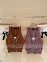 Chanel 25A Haute Atelier Collection ❕ Strap Detail Camisole - Sequined Embroidered Logo & Lace Trim Wool Vest - Image 19