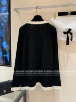 Chanel 2025A Spring/Summer Collection 🖤 Classic Black & White Contrast - 100% Imported Wool Knit Series (Short Sleeve/Dress/Cardigan/Full Collection) - Image 14