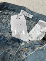 Dior 25SS Spring/Summer Collection 🤠 Heavy Enzyme Wash Denim Set - Embroidered Logo Short Sleeve Shirt & High-Waist Wide-Leg Pants - Image 15