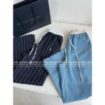 RALPH LAUREN 2025 Spring/Summer Collection 🩵 Classic Embroidered Logo Drawstring Pants - Vertical Stripe Relaxed Trousers