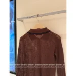 miumiu 25SS Spring/Summer Collection 🤎 Maillard Color Scheme - Openwork Jacquard Cotton Knit Cardigan w/ Letter Logo - Image 14