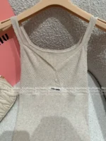miumiu 2025SS Spring/Summer Collection 🤍 Ribbed Knit Camisole - Low Neck Crochet Strap & Letter Logo - Image 27
