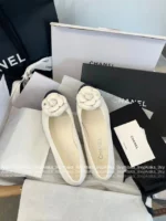 Chanel 2025S New Collection 🌺 Leather Camellia Flats - 3D Floral Logo & Round-Toe Ballet Shoes - Image 12