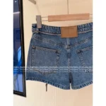 ALEXANDERWANG 2025SS Spring/Summer Collection 💙 High-Waist Denim Shorts - Slimming Fit with Metal Chain Key Belt 🔑 - Image 16