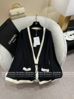 Chanel 2025A Spring/Summer Collection 🖤 Classic Black & White Contrast - 100% Imported Wool Knit Series (Short Sleeve/Dress/Cardigan/Full Collection) - Image 13