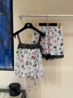 Chanel 25B Early Fall Collection 🌈 Rainbow Print Logo Lace-Trim Series - Camisole/Shorts/Shirt/Lounge Pants (with Silk) - Image 21