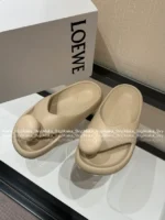 Loewe 2025/Foam Pebble Collection 🐻 Cloud Comfort Slides - Metallic Accent Platform Flip-Flops - Image 22