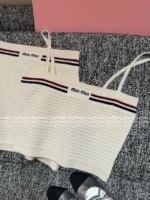 miumiu 25 Spring/Summer Collection 🤍 Korean Instagram Style Set - Knitted Tank Top & Bodycon Skirt - Image 5