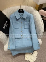 Chanel 2025B Fall/Winter Collection 🩵 Notch Collar Tweed Blazer - Cropped Woven Jacket with Patch Pockets - Image 11