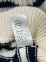 Celine 2025SS Fall/Winter Jacquard Embroidered Logo Sweater 🔍 Black & White Color-Block Round Neck Wool Pullover - Image 6