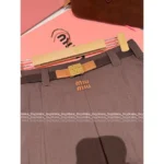 miumiu 2025SS Spring/Summer Collection 🤎 Must-Have "Spicy Girl" Set❗️ Vintage Maillard Tone Letter Logo Jacket / High-Waist Emblem Pleated Skirt - Image 15