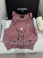 Chanel 25A Haute Atelier Collection ❕ Strap Detail Camisole - Sequined Embroidered Logo & Lace Trim Wool Vest - Image 17
