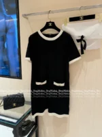 Chanel 2025A Spring/Summer Collection 🖤 Classic Black & White Contrast - 100% Imported Wool Knit Series (Short Sleeve/Dress/Cardigan/Full Collection) - Image 12