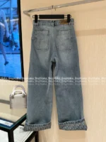 Dior 25SS Spring/Summer Collection 🤠 Heavy Enzyme Wash Denim Set - Embroidered Logo Short Sleeve Shirt & High-Waist Wide-Leg Pants - Image 13