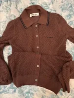 miumiu 25SS Spring/Summer Collection 🤎 Maillard Color Scheme - Openwork Jacquard Cotton Knit Cardigan w/ Letter Logo - Image 12