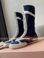 miumiu 2025 Spring/Summer Collection 🥊 Jang Wonyoung Inspired Boxing Boots - Gymnasium Tech Fabric & Suede Leather - Image 13