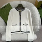 Gucci 2025 Early Spring Collection 🎓 Preppy Color-Block Cardigan - Metallic Button Pocket Logo Round Neck Knit