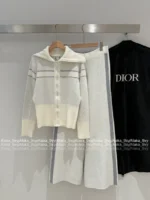 Dior 2025 Spring/Summer Collection ⭐️ Celebrity-Inspired Set - Reversible Jacquard Knit Blazer & Wide-Leg Pants (Wool/Cashmere Blend) - Image 14