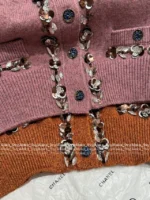 Chanel 25A Haute Atelier Collection ❕ Strap Detail Camisole - Sequined Embroidered Logo & Lace Trim Wool Vest - Image 16