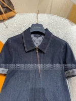 Louis Vuitton 25SS Spring/Summer Collection 🆕 Heavy Enzyme Wash Denim Set - Four-Leaf Clover Print Logo Shirt & High-Waist Shorts - Image 22